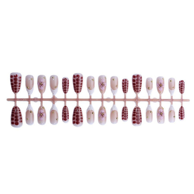 Elegant Floral-Embossed Press-On Nail Art Set