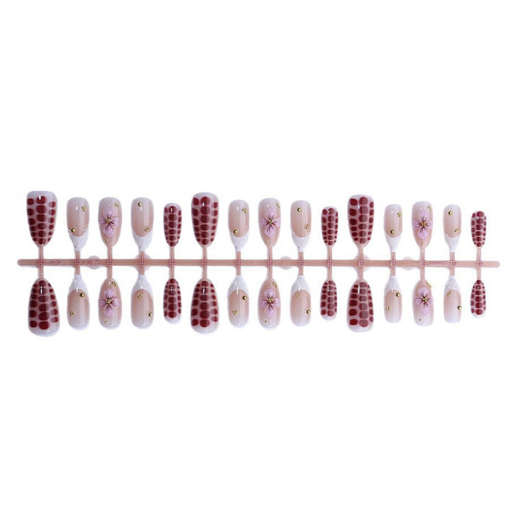 Elegant Floral-Embossed Press-On Nail Art Set
