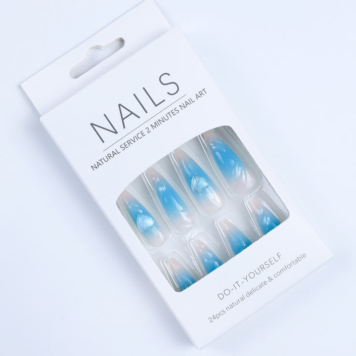 Creative heart design fake nails with glitter accents Kalsten
