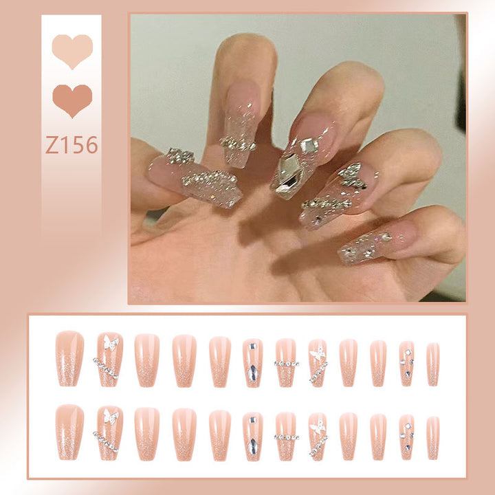 Glamorous artificial nails with sparkling rhinestones and elegant designs Kalsten