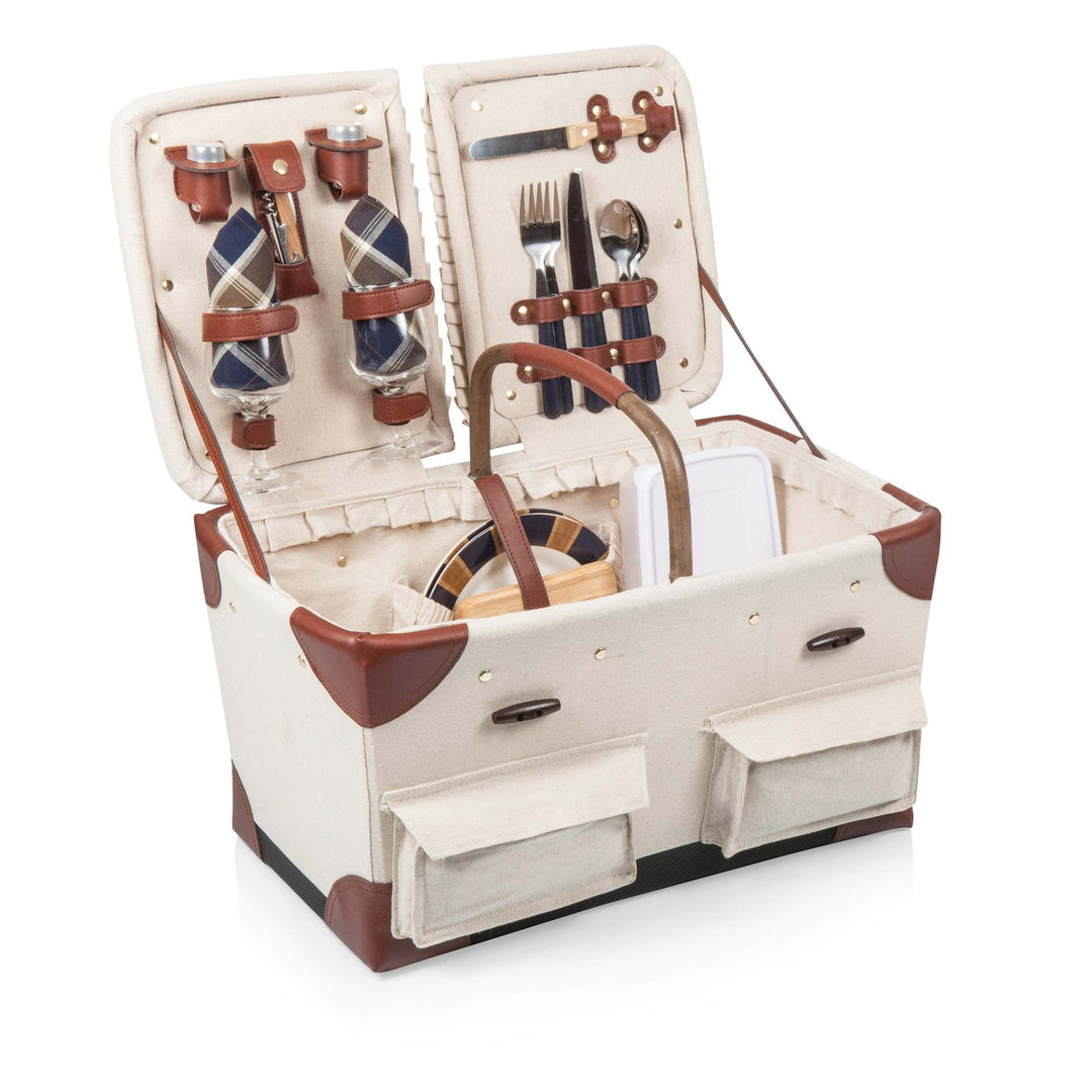 Women’s picnic basket with integrated dish set and wine glasses Kalsten