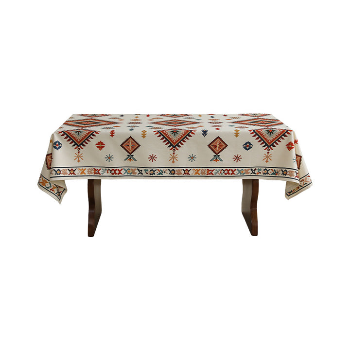 Printed rectangular tablecloth made of cotton blend with paisley border Kalsten