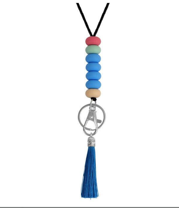 Colorful Beaded Keychain Lanyard with Tassel Kalsten