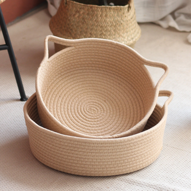 Decorated basket with practical handles Kalsten