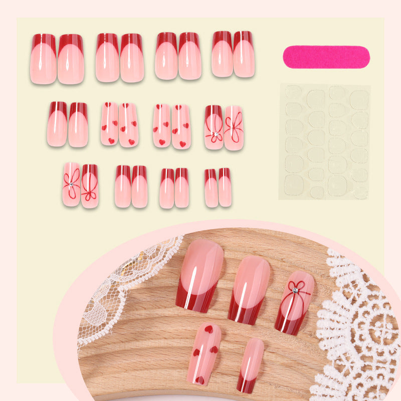 Decorative Heart Pattern Press-On Nails kalsten