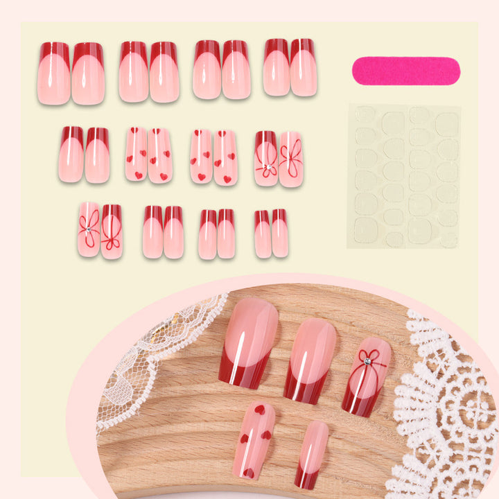 Decorative Heart Pattern Press-On Nails kalsten