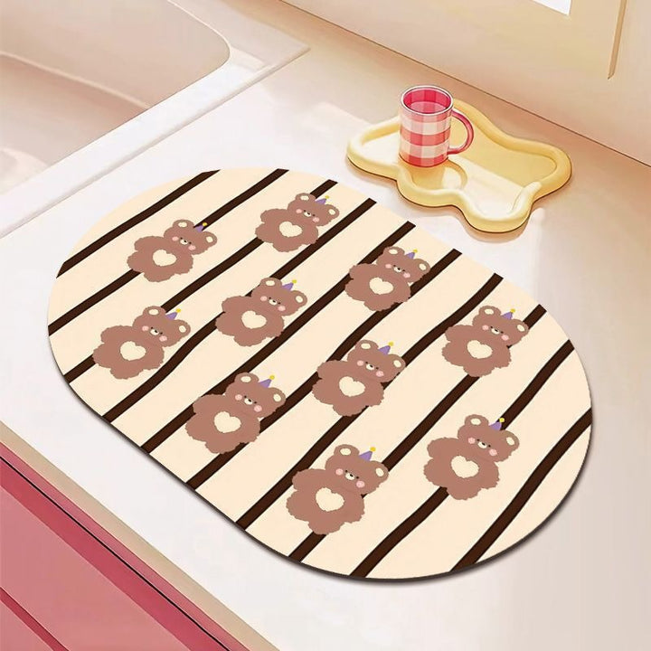 Cartoon Bear-Themed Kitchen Mat