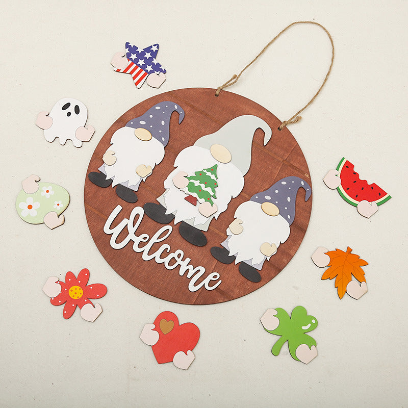Decorative wooden sign with welcome message Kalsten
