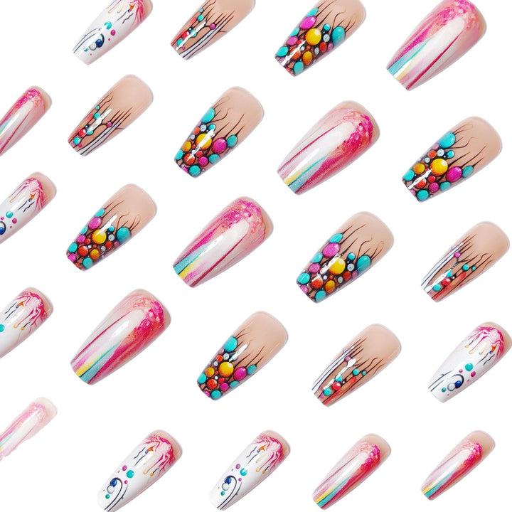 Creative artificial nails with intricate gradient and dot design Kalsten