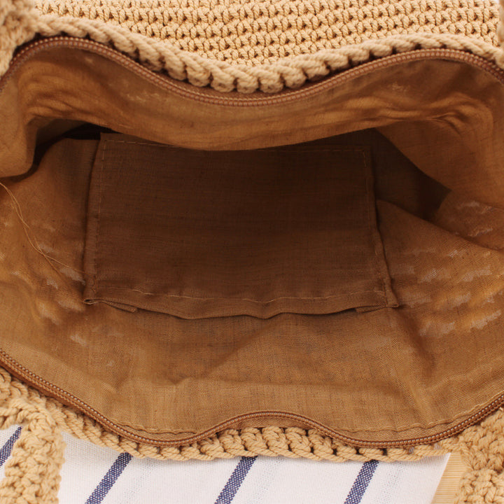 Macrame Beach Bag with Innovative Mesh Design Kalsten