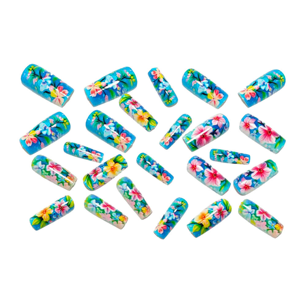 Artificial nail set with flower design and glossy finish Kalsten