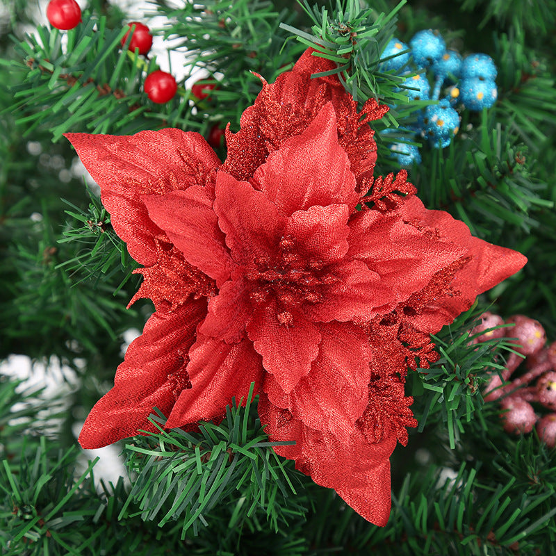 Decorative Glittering Poinsettia Flower Ornament Kalsten
