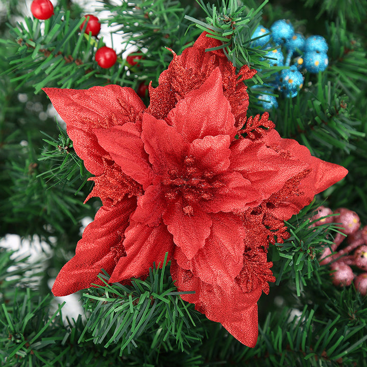 Decorative Glittering Poinsettia Flower Ornament Kalsten