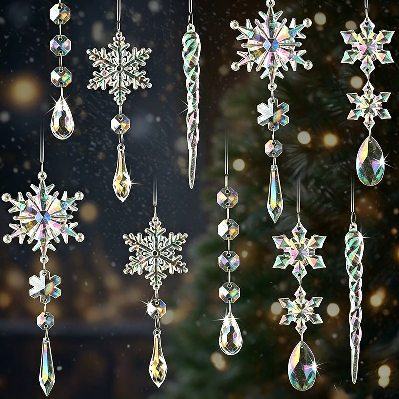 Crystal Snowflake Ornaments Set
