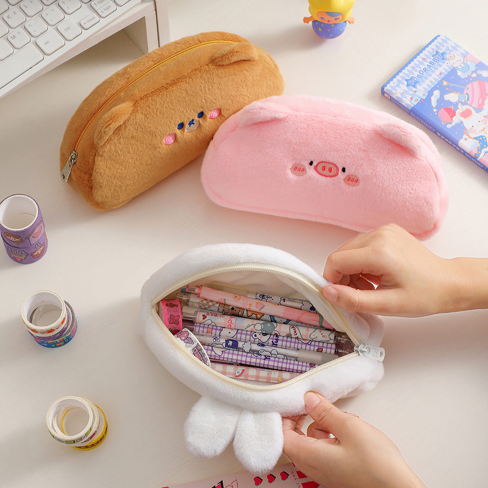 Cute Bear-Shaped Plush Pencil Case Kalsten