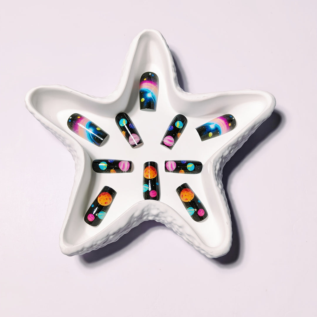Artificial nails with Galactic Planet design Kalsten