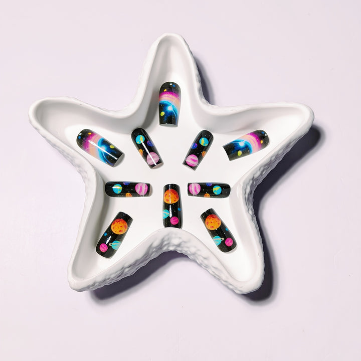 Artificial nails with Galactic Planet design Kalsten