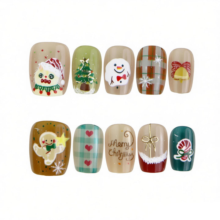 Festive Holiday Themed Press-On Nail Set Kalsten