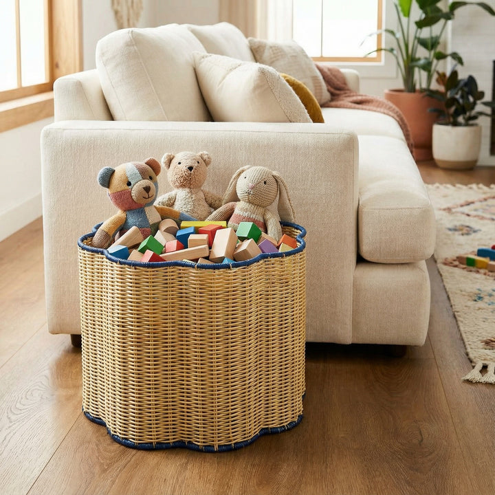 Decorative Scalloped Woven Storage Basket Kalsten