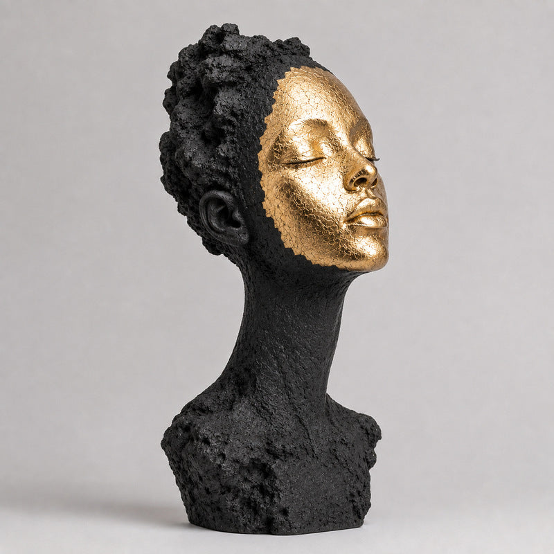 Artistic Gold and Black Decorative Bust Sculpture