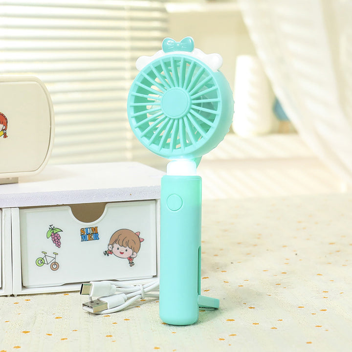 Ladies portable handheld fan with integrated LED light and animal ear design Kalsten