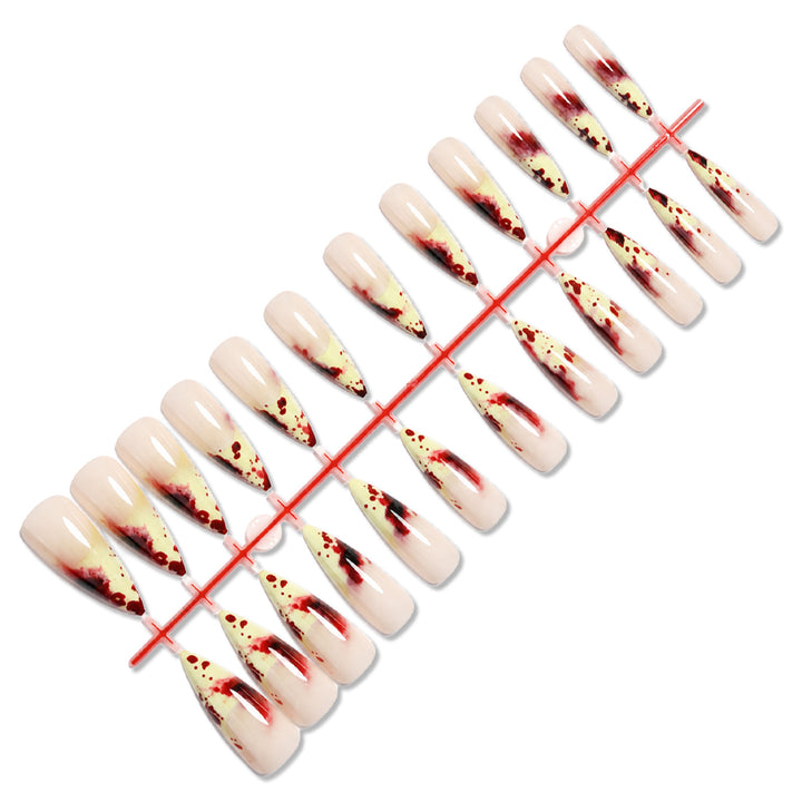 Acrylic nail set with bloody accents and elegant stiletto design Kalsten