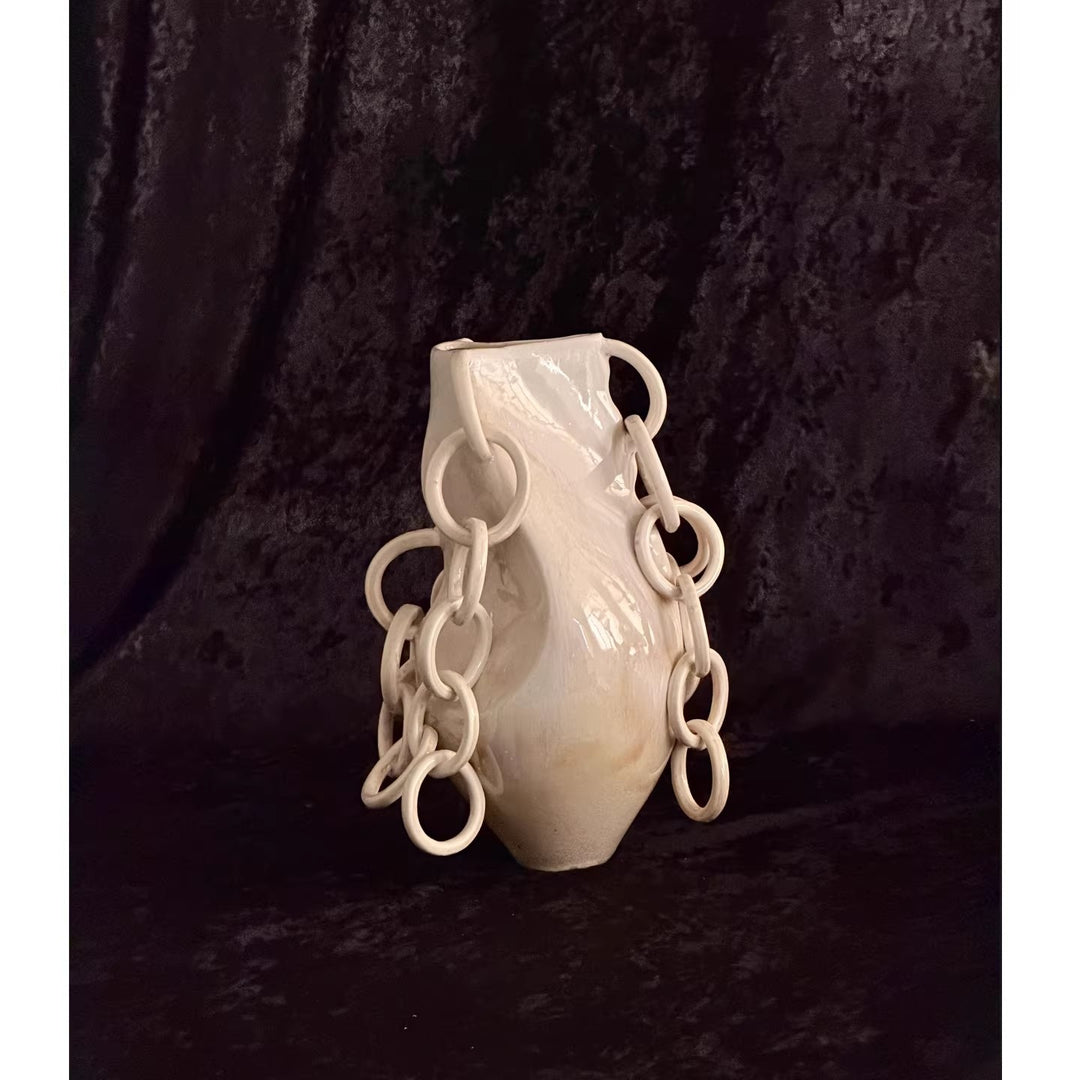 Artistic Chain-Linked Ceramic Vase