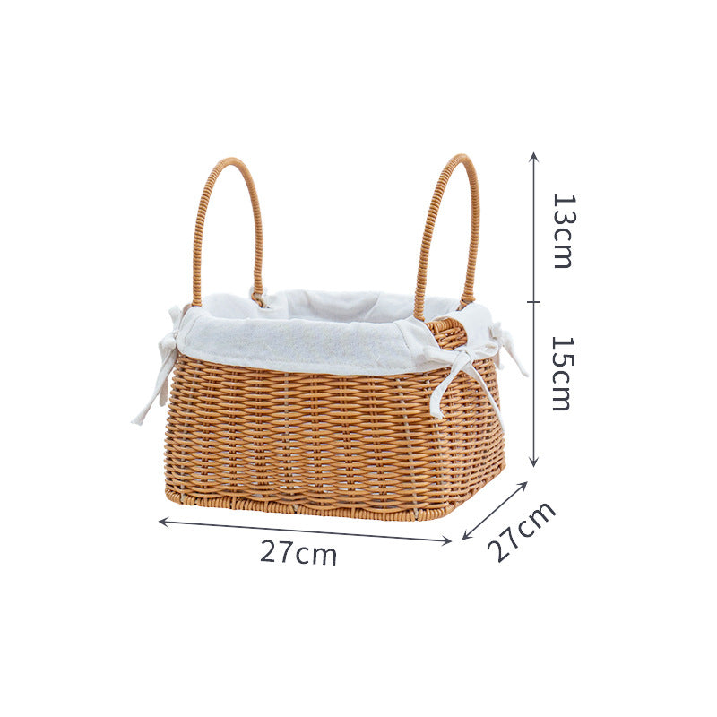 Braided storage basket with removable inner lining