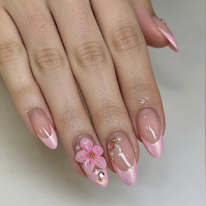 Floral Embellished Stiletto Press-On Nail Set