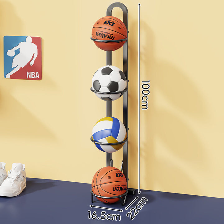 Multi-Tier Vertical Sports Ball Storage Rack with Wall-Mount Option