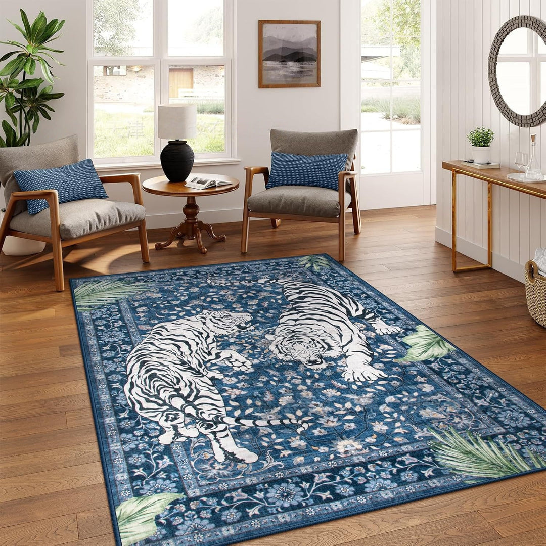Artistic Tiger Print Area Rug Kalsten
