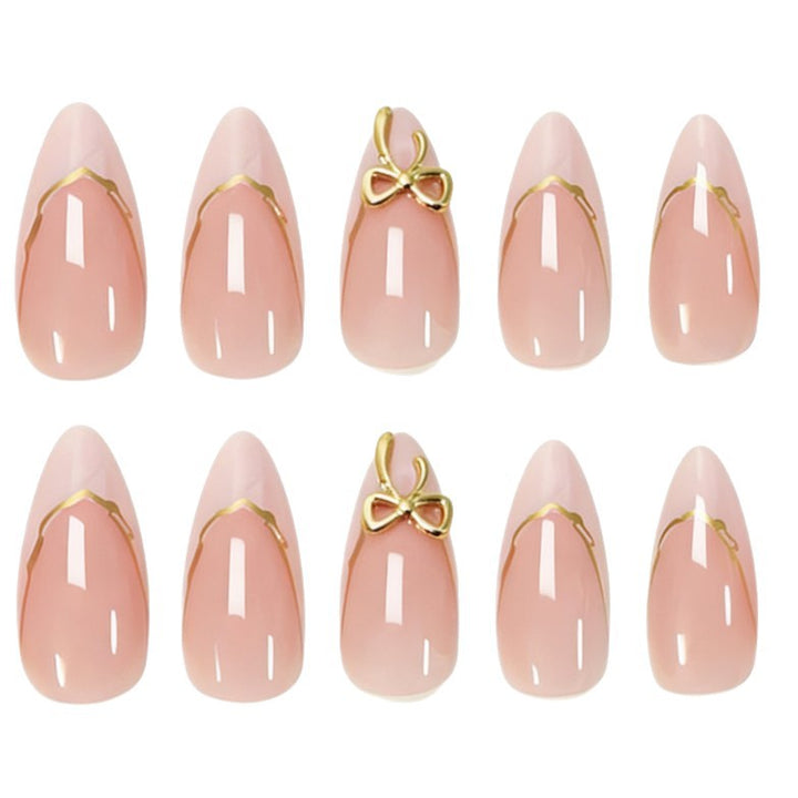 Elegant Stiletto Press-On Nail Set with Gold Accents Kalsten