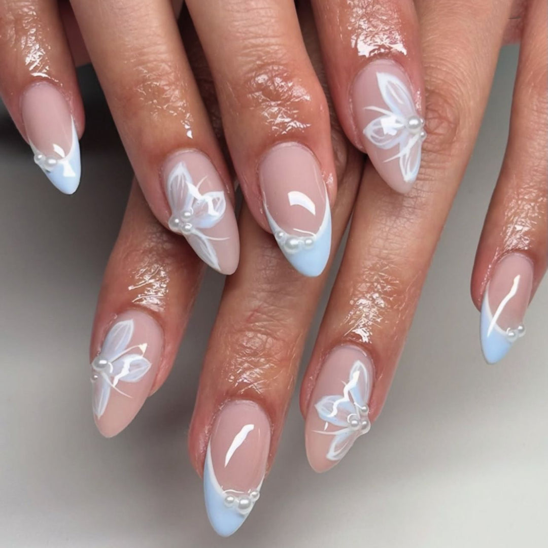 Elegant Floral-Accent Acrylic Nail Design Kalsten