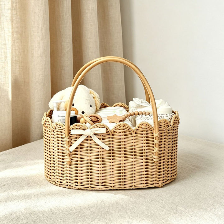 Decorative Woven Storage Basket with Scalloped Edges Kalsten
