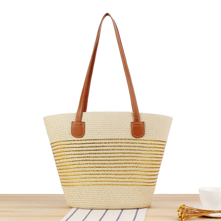Elegant Straw Bag with Attractive Leather Handles Kalsten