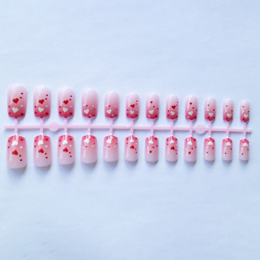 Heart-Themed Acrylic Nail Design