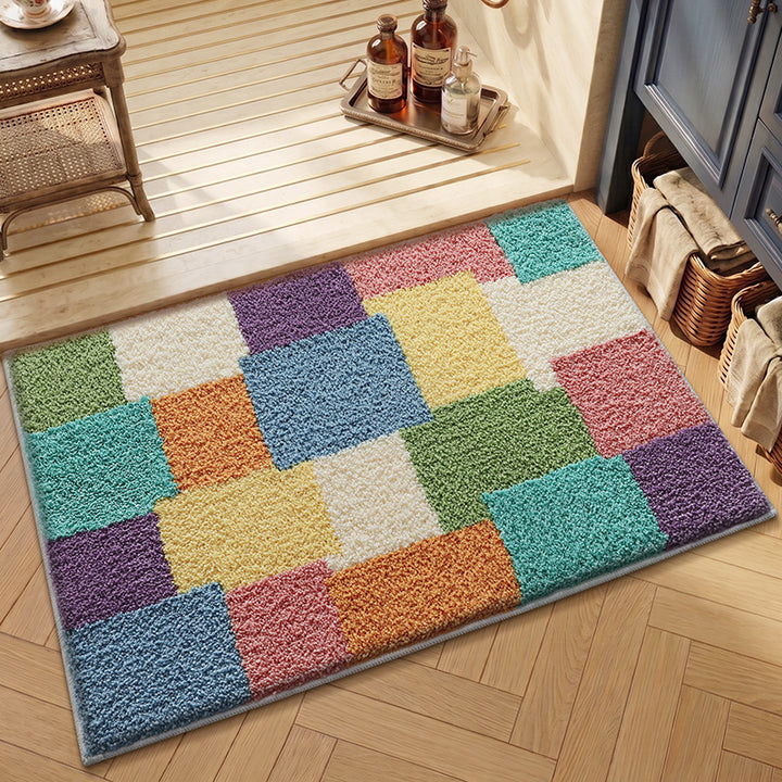 Textured Geometric Bath Rug Kalsten