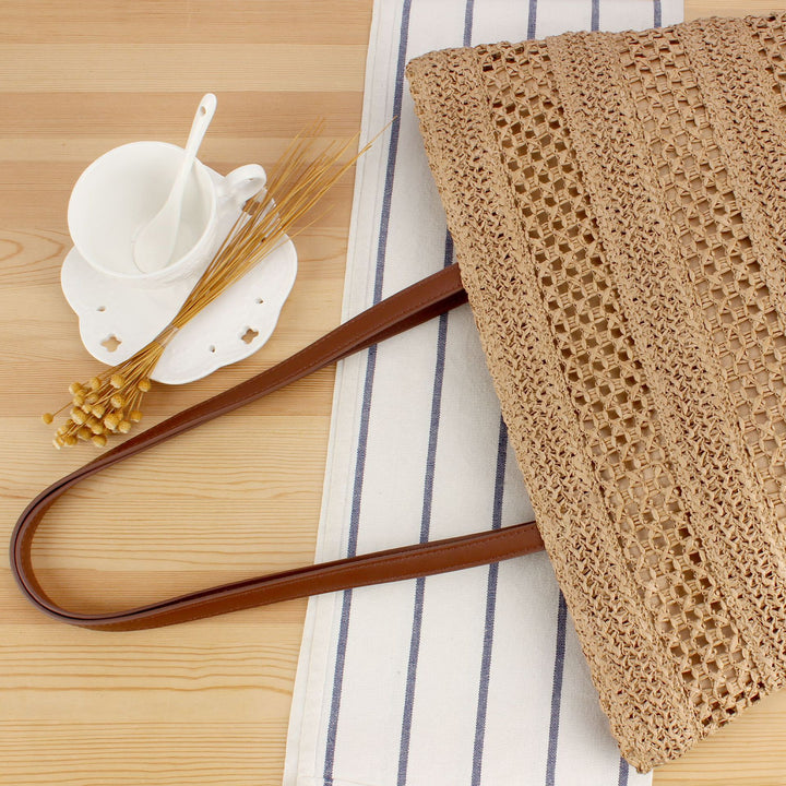 Elegant Bast Beach Bag with High-Quality Faux Leather Handles Kalsten