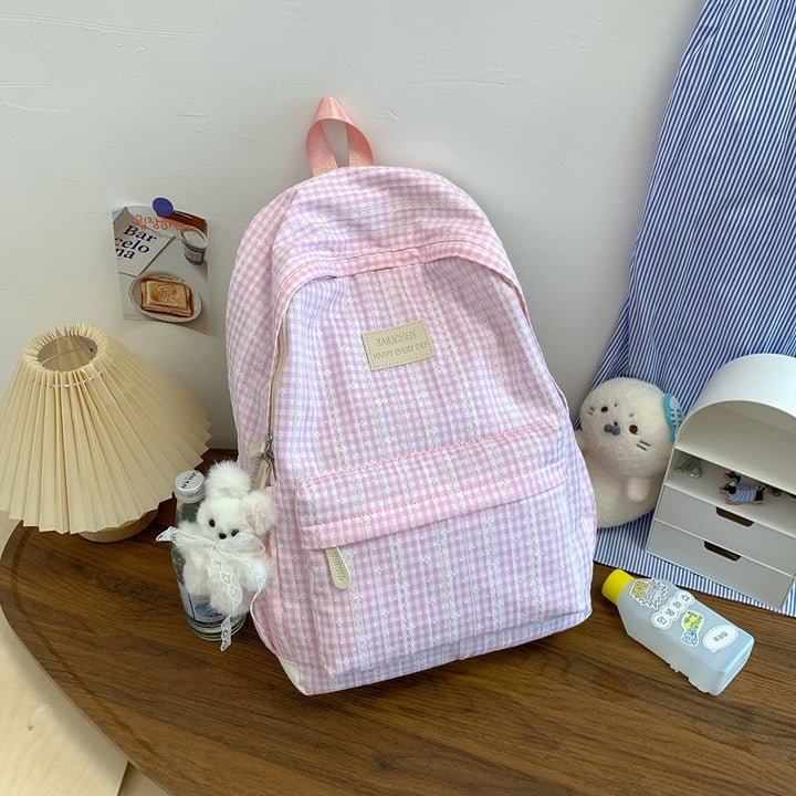 Gingham Patterned Casual Backpack