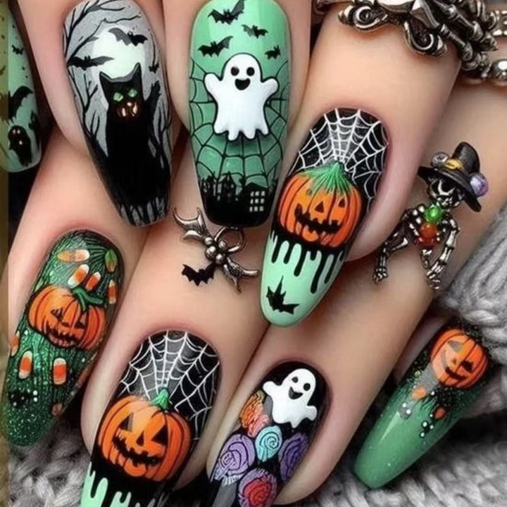 Halloween Nail Art Set with Creative Designs and Sparkling Details Kalsten