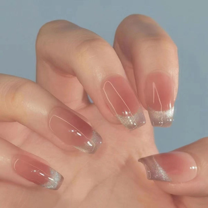 Sparkling French Tip Press-On Nails
