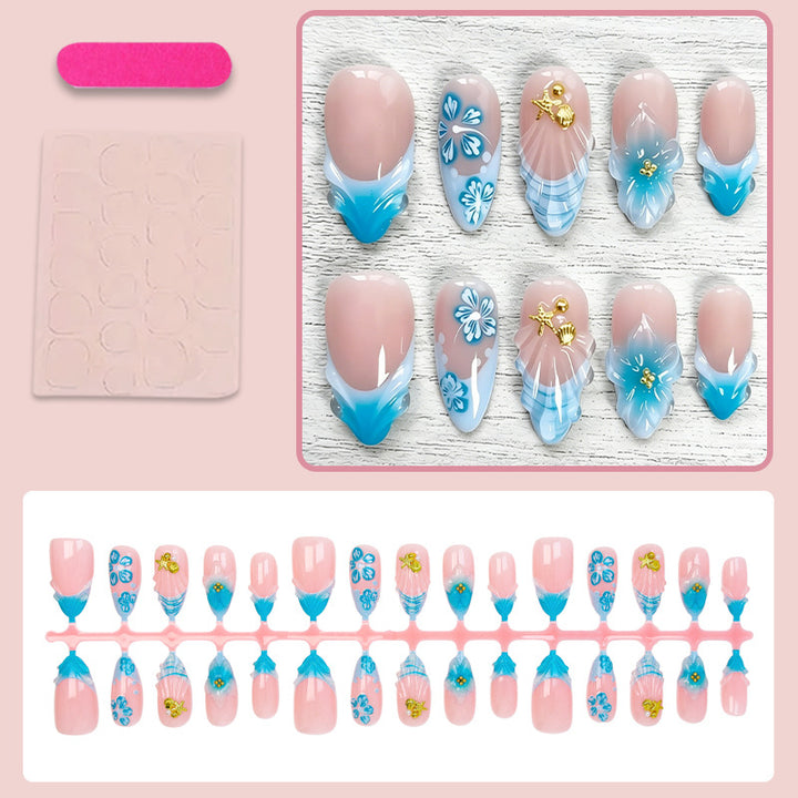 Fake nails set with elegant floral accents Kalsten