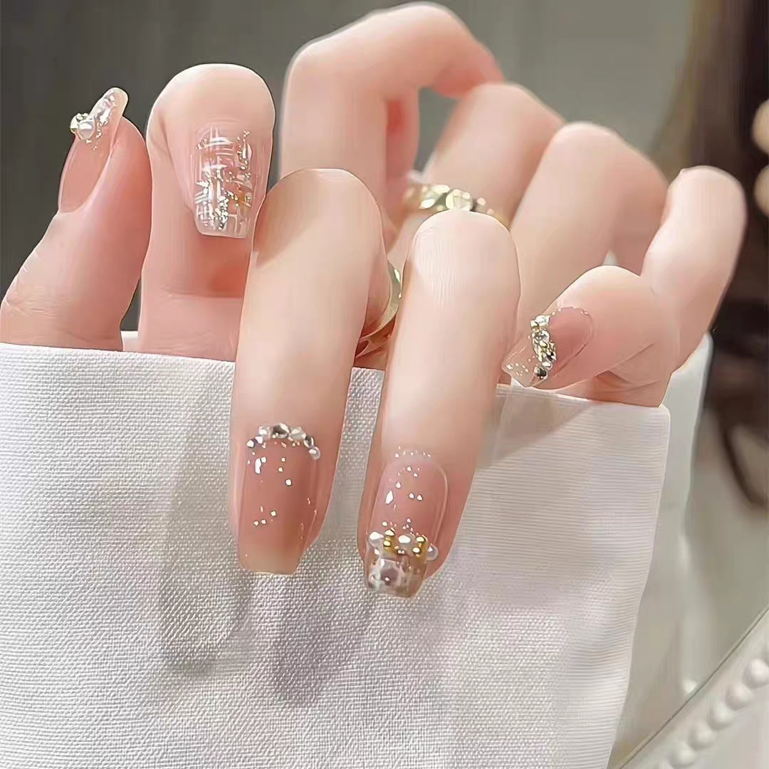 Artistic Press-On Nail Set with Elegant Floral and Decorative Accents Kalsten