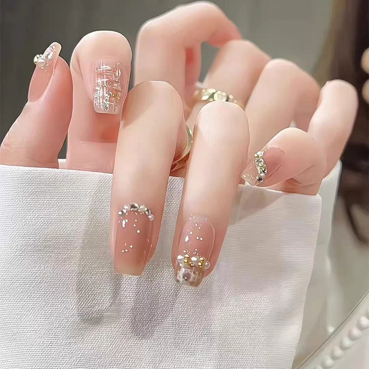 Artistic Press-On Nail Set with Elegant Floral and Decorative Accents Kalsten