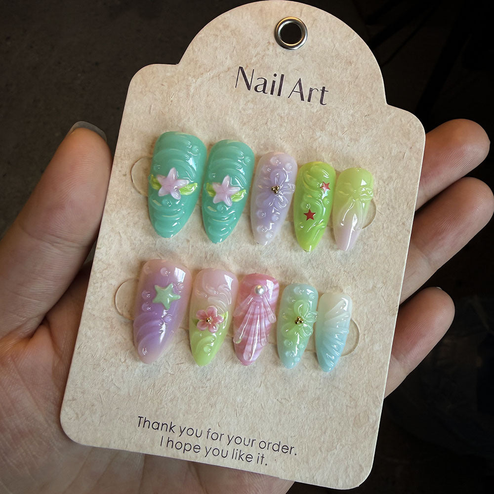 Artistic Nature-Inspired Press-On Nail Set Kalsten