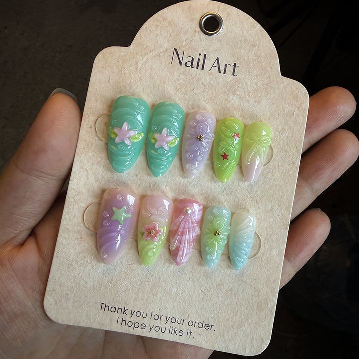 Artistic Nature-Inspired Press-On Nail Set Kalsten