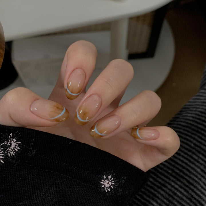 Artificial nails with modern French manicure design Kalsten