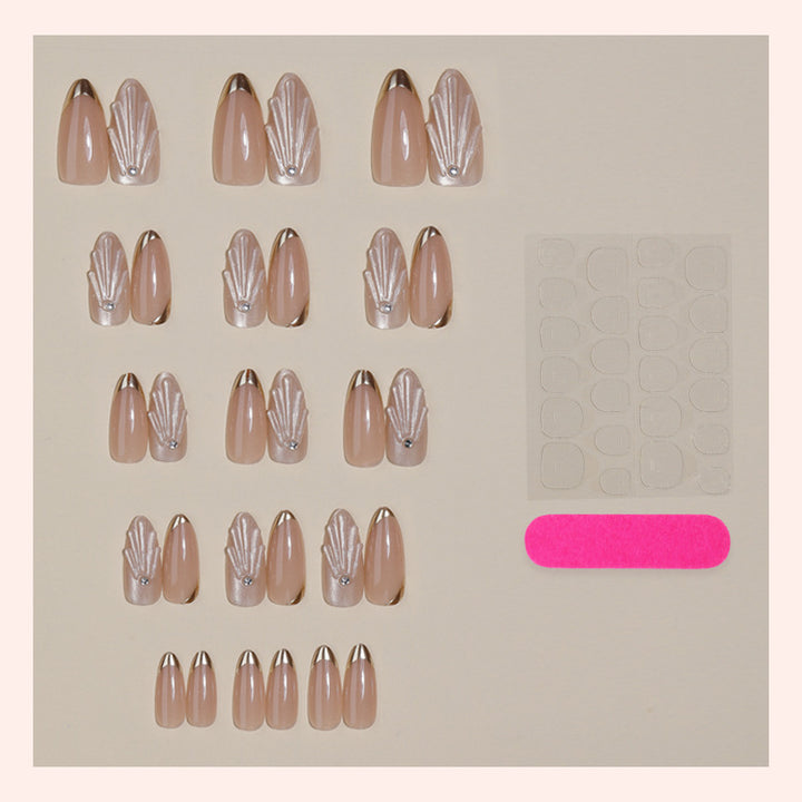 Elegant Press-On Nail Set with Decorative Metallic Tips Kalsten