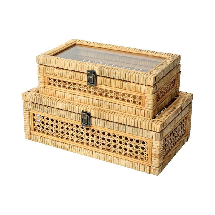 Rustic toy basket with checked pattern Kalsten