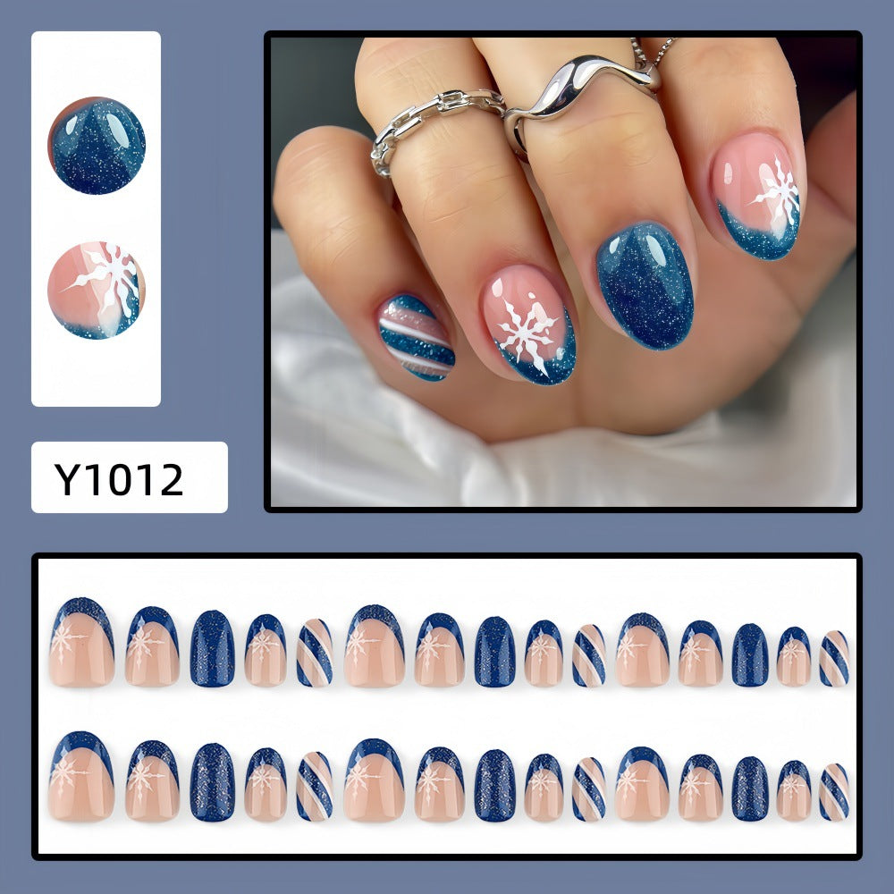 Artificial nails with sparkling blue and floral design Kalsten